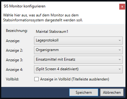 Auswahl der Monitore
